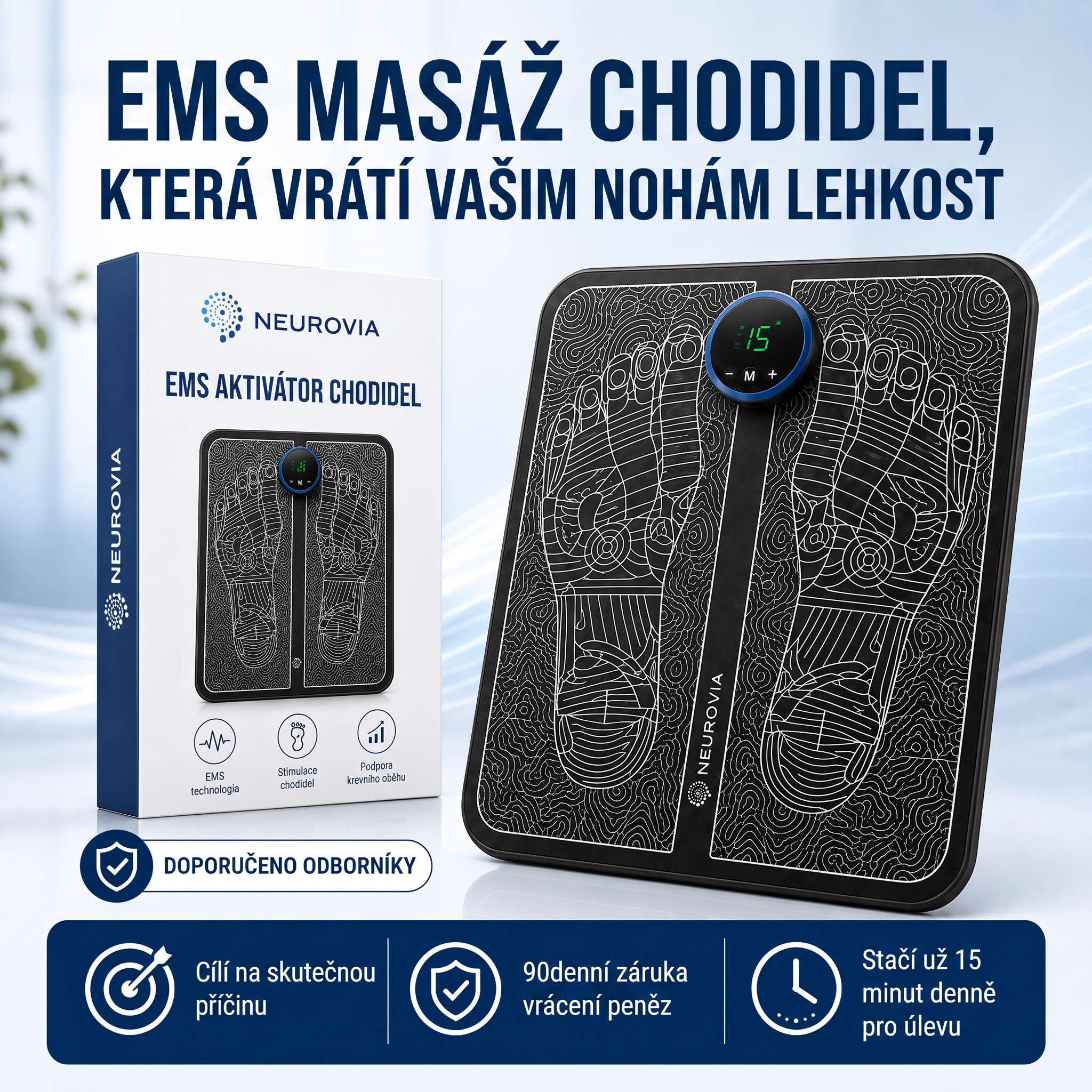 Neurovia™ EMS aktivátor nohou pro nateklé, těžké nebo oslabené nohy – pro domácí použití.