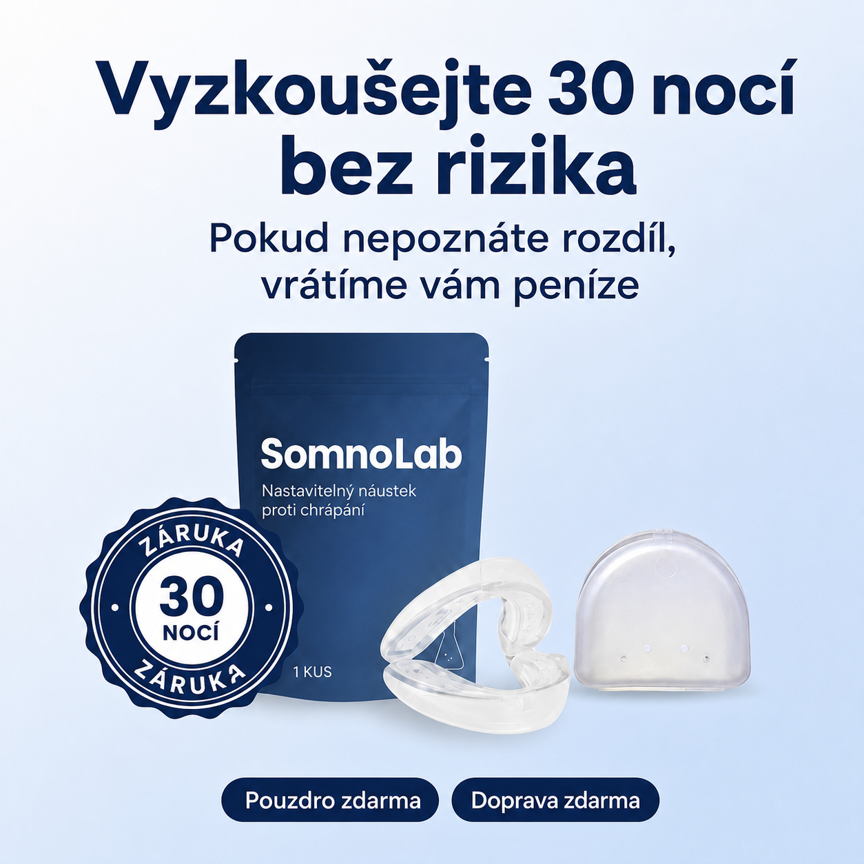 1+1 ZDARMA DNES! Zbavte se chrápání už od první noci – SomnoLab (+ hygienické ochranné pouzdro ZDARMA)