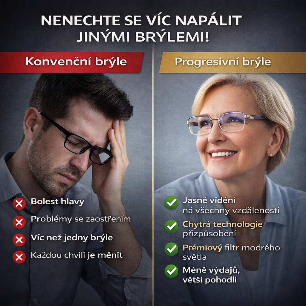KUPTE 1, DRUHÝ MÁTE ZDARMA: Jediné chytré samonastavitelné brýle Ray™ (Jasné vidění nablízko, na střední vzdálenost i do dálky v jedněch brýlích) l Ochrana proti modrému světlu a UV záření + Kožené pouzdro ZDARMA l 30denní záruka na vyzkoušení