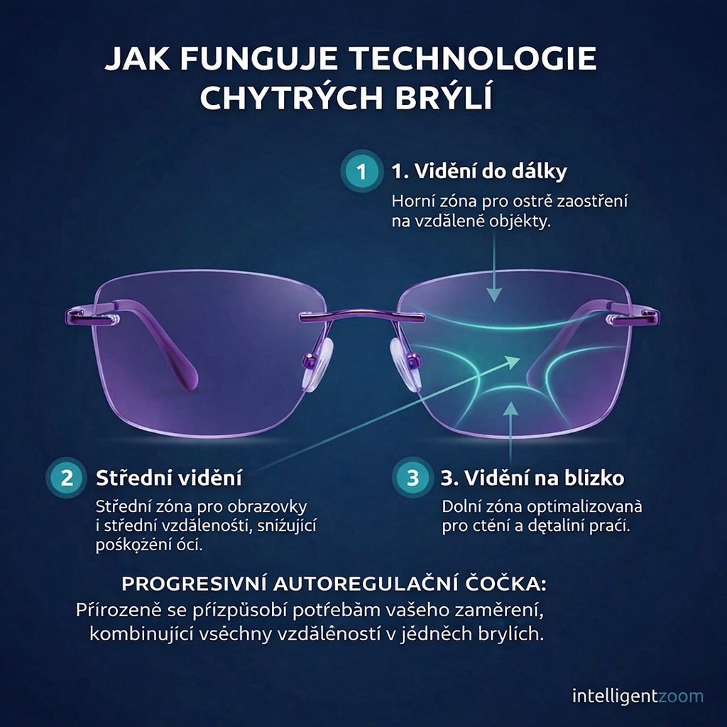 Chytré progresivní brýle Ray™ (Ostré vidění na blízko, střední vzdálenost i do dálky v jednom páru brýlí) Bez lékařského předpisu | Kožené pouzdro v balení | 30denní záruka vyzkoušení