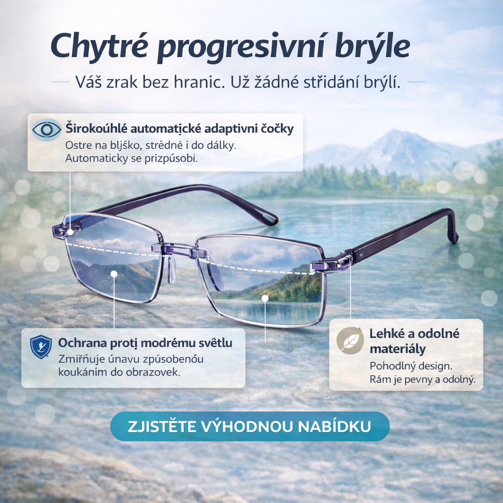 Chytré progresivní brýle Ray™ (Ostré vidění na blízko, střední vzdálenost i do dálky v jednom páru brýlí) Bez lékařského předpisu | Kožené pouzdro v balení | 30denní záruka vyzkoušení