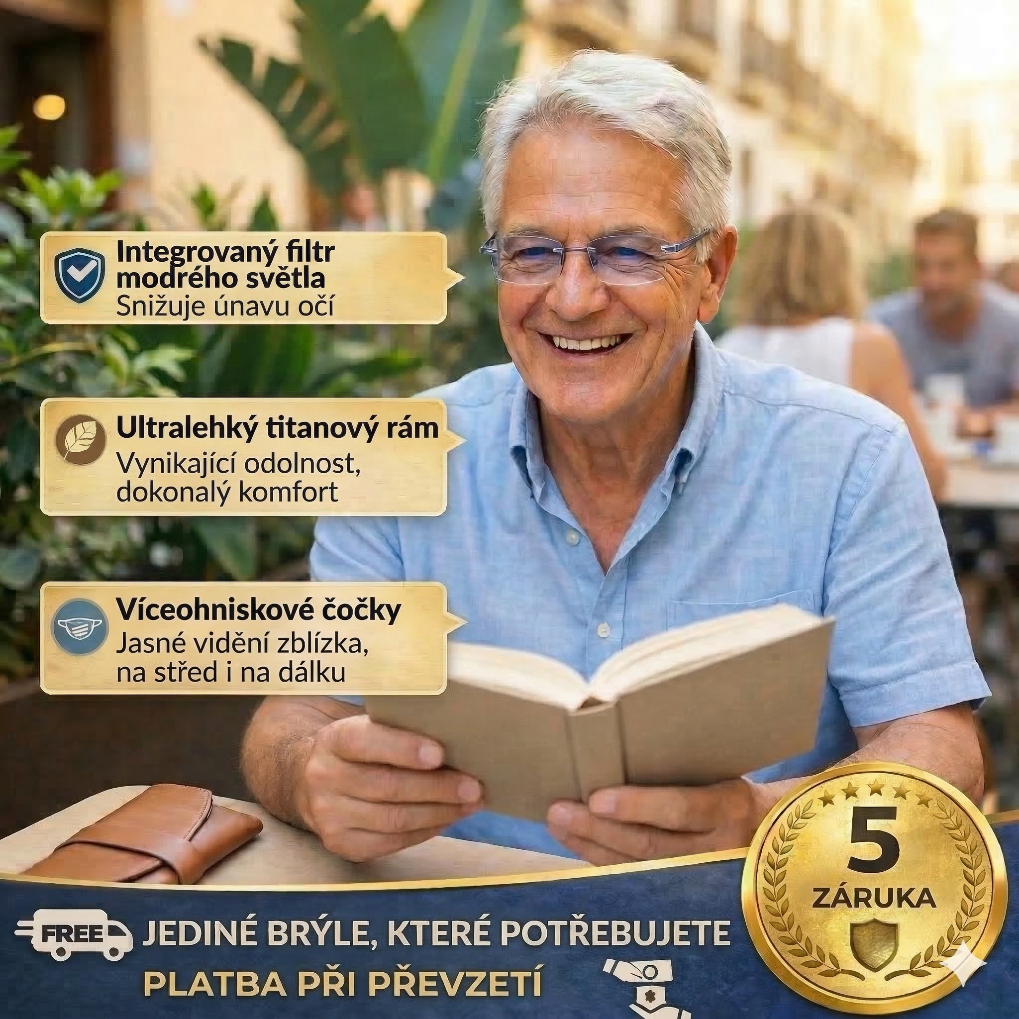KUPTE 1, DRUHÝ MÁTE ZDARMA: Jediné chytré samonastavitelné brýle Ray™ (Jasné vidění nablízko, na střední vzdálenost i do dálky v jedněch brýlích) l Ochrana proti modrému světlu a UV záření + Kožené pouzdro ZDARMA l 30denní záruka na vyzkoušení