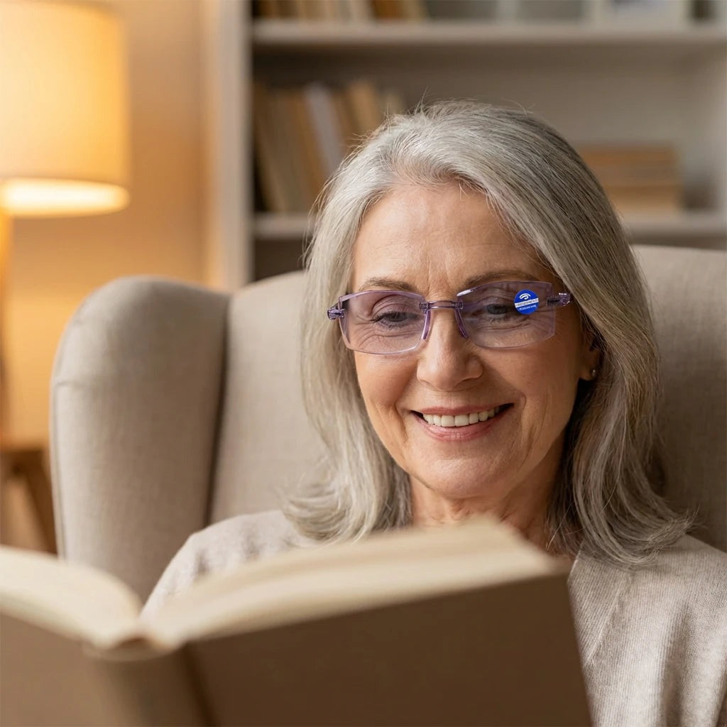 Chytré progresivní brýle Ray™ (Ostré vidění na blízko, střední vzdálenost i do dálky v jednom páru brýlí) Bez lékařského předpisu | Kožené pouzdro v balení | 30denní záruka vyzkoušení